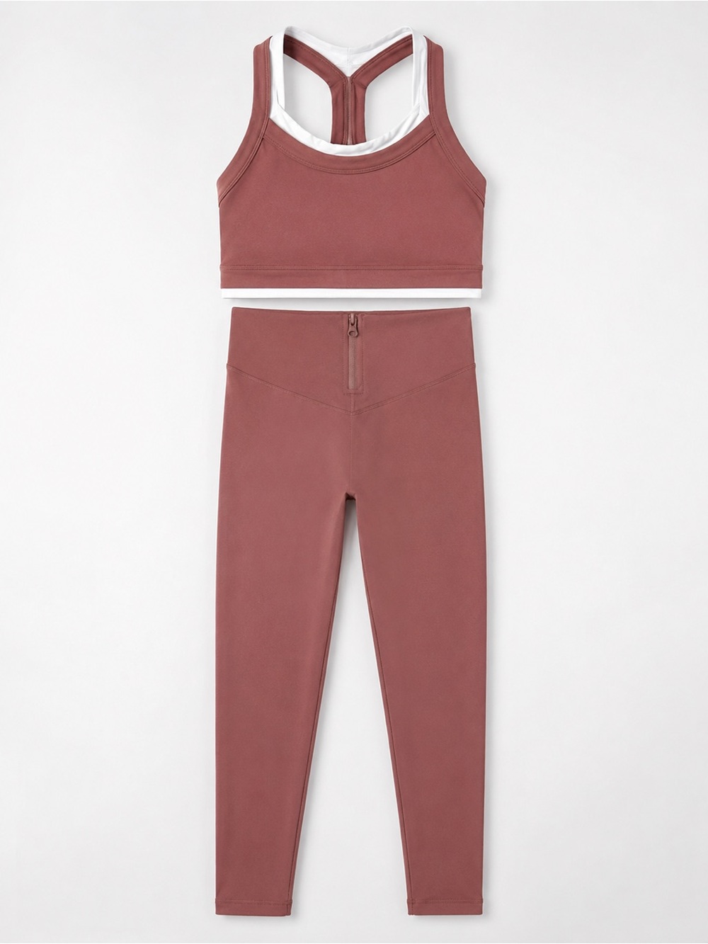 Zara Seamless Zip Leggings & Double Effect Sports Bra Set Rose Pink XS/S - Picture 7 of 9